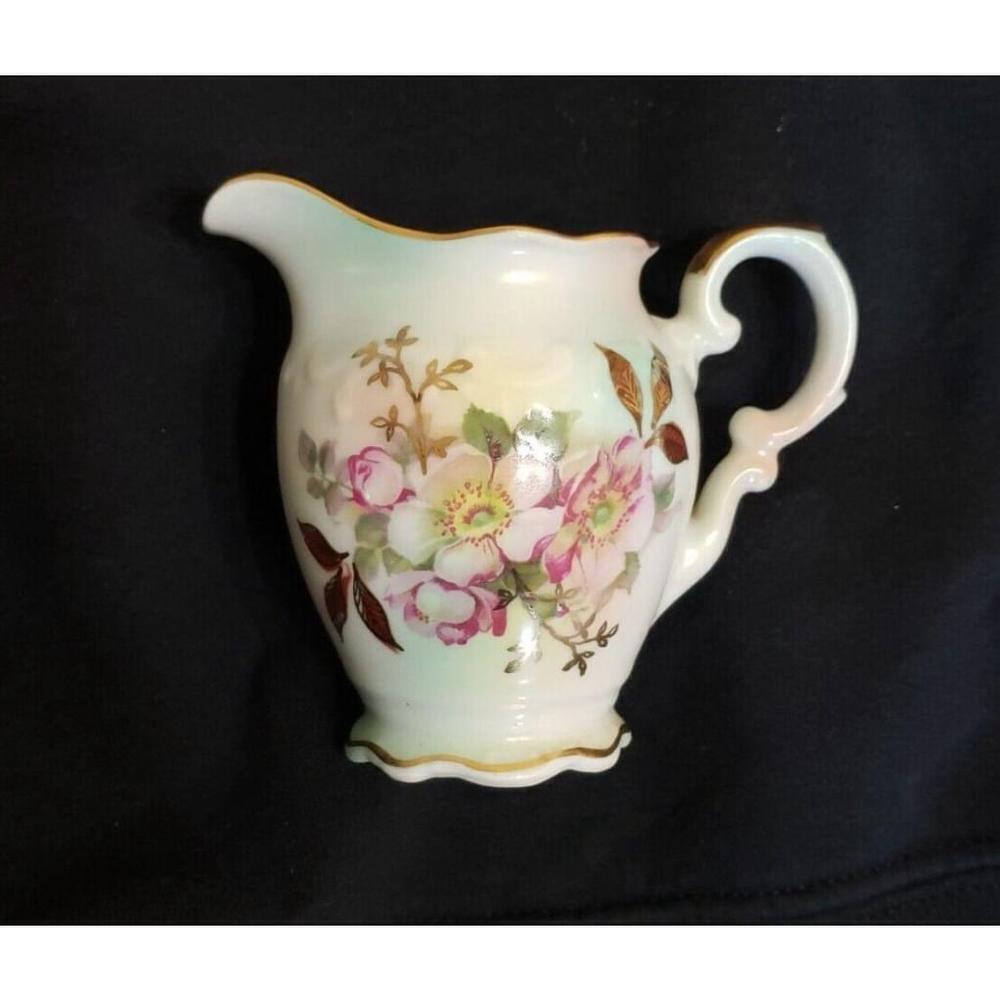 Vintage Creamer Schumann Arzberg Wild Rose Pattern FANCY gold details!
